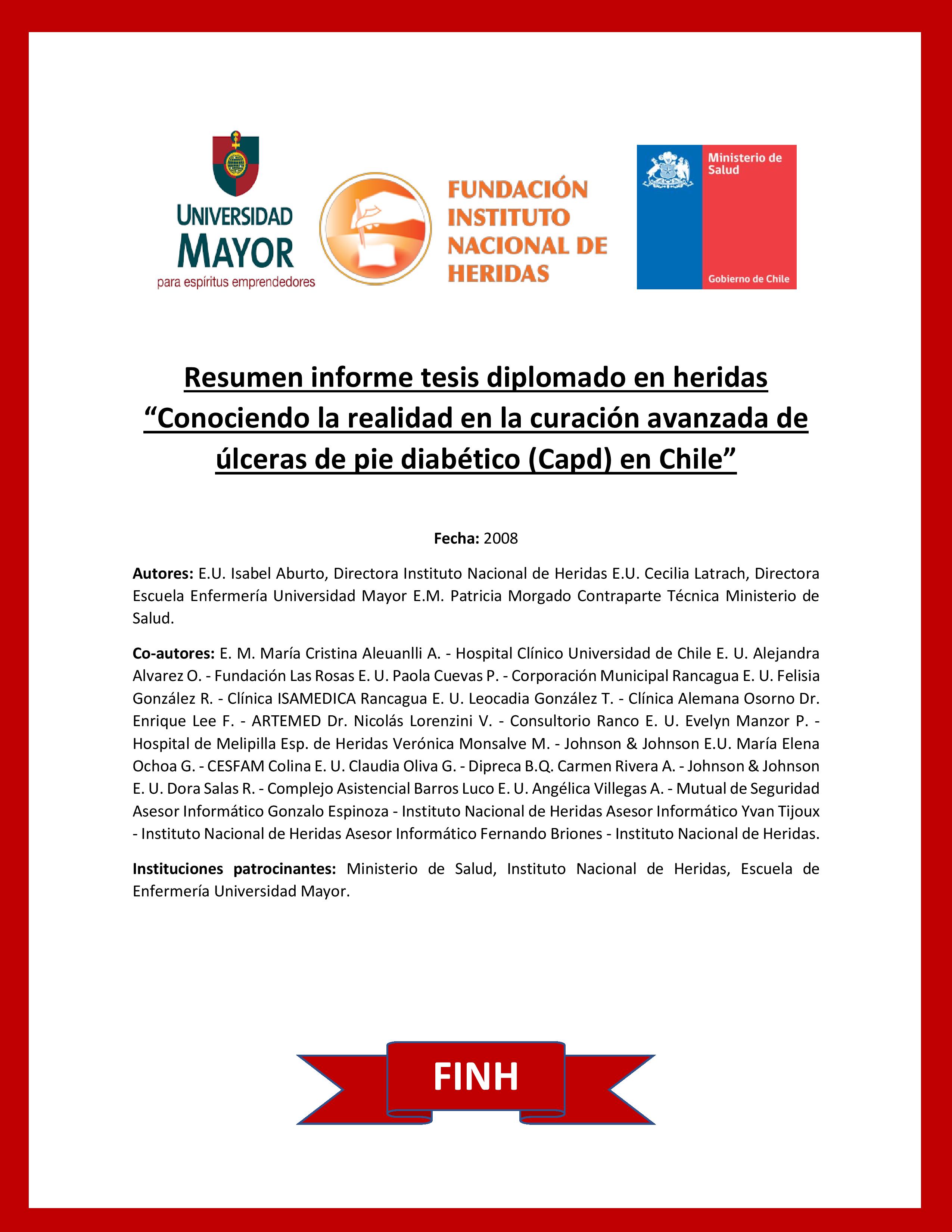 Trabajo 6: Resumen Tesis Diplomado en Heridas CAPD en Chile