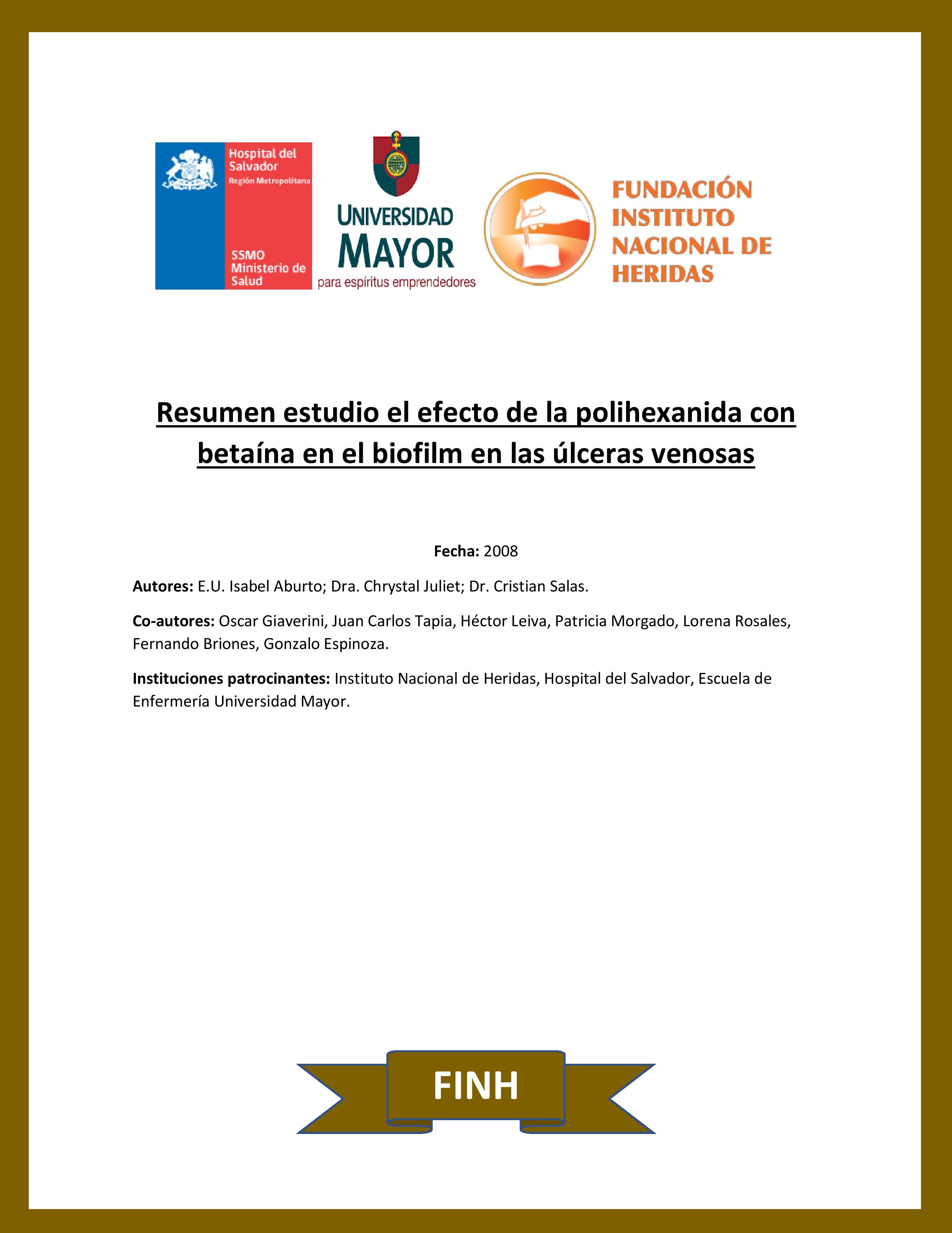 Trabajo 7: Resumen Estudio Efecto de la Polihexanida con Betaína en el Biofilm